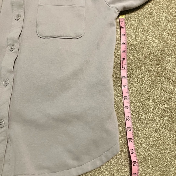 Athleta Retroplush Shirt Jacket Purple Plush Cotton Blend Button Up Size L - Picture 9 of 11
